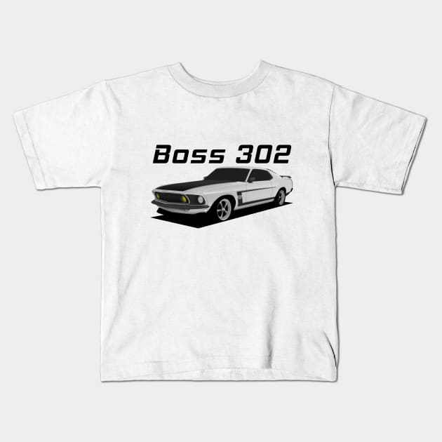 White Boss 302 Kids T-Shirt by turboosted